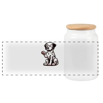Talk to the Paw Dalmatian Dalmatian Keeper - Panoramic Cookie Jar with Wooden Lid - white - Front