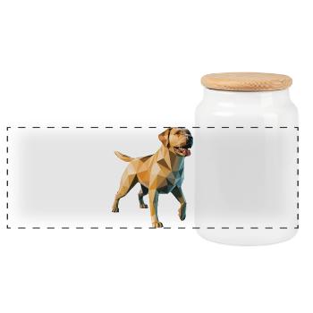 Labrador Retriever - Cooles Low Poly Logo - Panorama Keksdose mit Holzdeckel - Weiß - Vorne