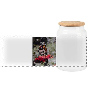 Mosaïque de papillons pointillés - Boîte à biscuits avec couvercle en bois - blanc - Devant
