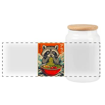  kawaii Raccoon  - Panorama Keksdose mit Holzdeckel - Weiß - Vorne