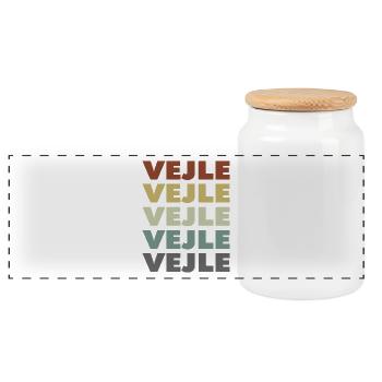 Vejle - Denmark - Denmark - Scandinavia - Panoramic Cookie Jar with Wooden Lid - white - Front