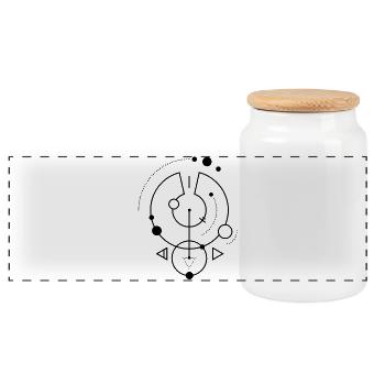 Black geometric symbol - Panoramic Cookie Jar with Wooden Lid - white - Front