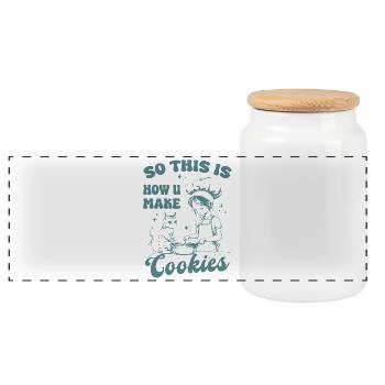 So machen Sie Cookies - Panorama Keksdose mit Holzdeckel - Weiß - Vorne