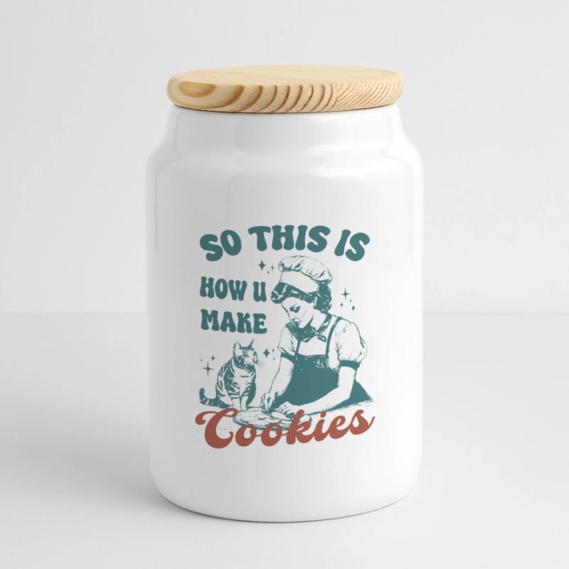C’est donc comme ça que vous faites des biscuits chat mignon Boîte à biscuits avec couvercle en bois