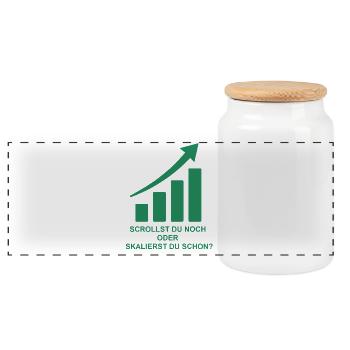Online Business Motivation - Panoramic Cookie Jar with Wooden Lid - white - Front