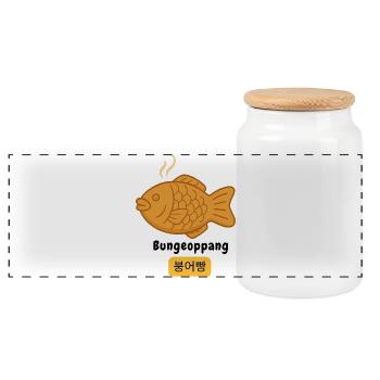 Bungeoppang 붕어빵 – Koreanisches Streetfood Design - Panorama Keksdose mit Holzdeckel - Weiß - Vorne