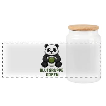 Blutgruppe Green Panda Tee Design  - Panorama Keksdose mit Holzdeckel - Weiß - Vorne