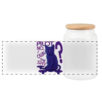 Futuristic Cat Drone Pilot – Sci-Fi Cats S - Panoramic Cookie Jar with Wooden Lid - white - Front