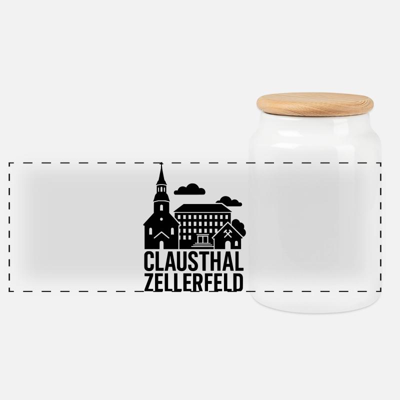 Clausthal Zellerfeld - Panorama Keksdose mit Holzdeckel - Weiß