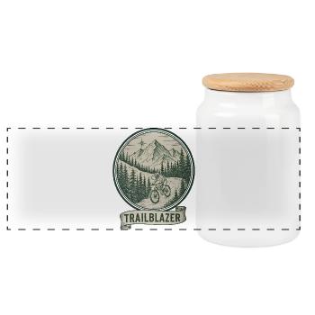 Trailblazer Mountain Biker Badge - Panoramic Cookie Jar with Wooden Lid - white - Front