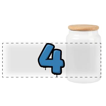 Graffiti Blue 4 Number Design - Panoramic Cookie Jar with Wooden Lid - white - Front