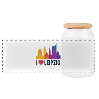 Leipzig Skyline Amour du cœur - Boîte à biscuits avec couvercle en bois - blanc - Devant