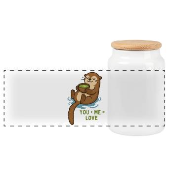 Thé câlin Loutre Amour Matcha Petit-déjeuner - Boîte à biscuits avec couvercle en bois - blanc - Devant