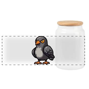 Taube Vogel Halloween Comic Lustig - Panorama Keksdose mit Holzdeckel - Weiß - Vorne