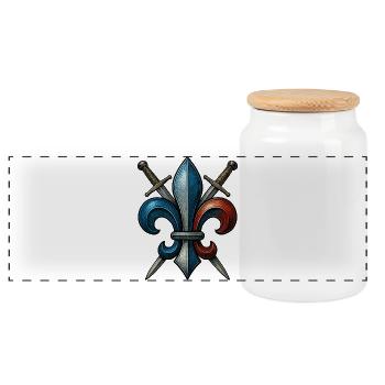 Fleur de Lys - France - Panoramic Cookie Jar with Wooden Lid - white - Front