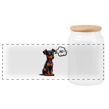 No Miniature Pinscher Pinscher Pinscher Owner - Panoramic Cookie Jar with Wooden Lid - white - Front
