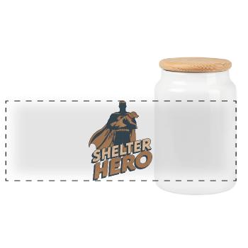 Shelter Hero Superhero Dog Comic Design - Panoramic Cookie Jar with Wooden Lid - white - Front