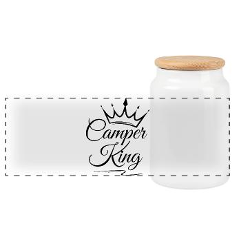 Camping-car King - Boîte à biscuits avec couvercle en bois - blanc - Devant
