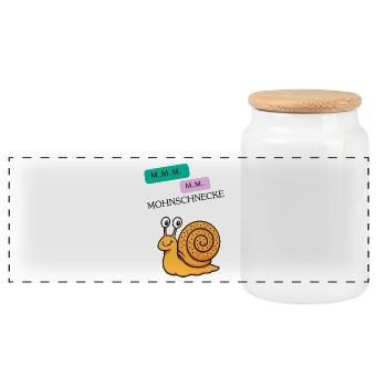 Mohnschnecke Cartoon Schnecke lustige Sprüche  - Panorama Keksdose mit Holzdeckel - Weiß - Vorne