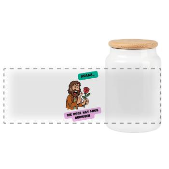 The rose bites the rose has bitten me - Panoramic Cookie Jar with Wooden Lid - white - Front