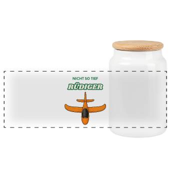 Pas si profond dessin animé de l’avion de Rüdiger - Boîte à biscuits avec couvercle en bois - blanc - Devant