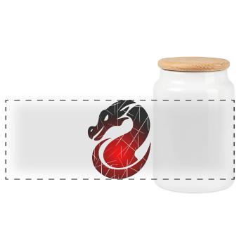 Red Dragon with Split Texture - Panoramic Cookie Jar with Wooden Lid - white - Front