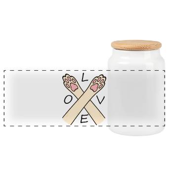 Heart Paws Crossing - Panoramic Cookie Jar with Wooden Lid - white - Front