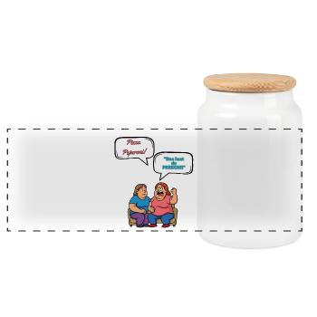 Pizza Streit Cartoon Pepperoni - Panorama Keksdose mit Holzdeckel - Weiß - Vorne