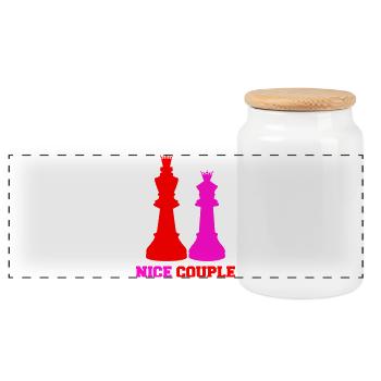 Paire royale de pièces d’échecs - Boîte à biscuits avec couvercle en bois - blanc - Devant