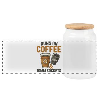 Fonctionne au café et à la douille de 10 mm - Boîte à biscuits avec couvercle en bois - blanc - Devant