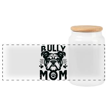 Bulldog Mom Bold Graphic  - Panoramic Cookie Jar with Wooden Lid - white - Front