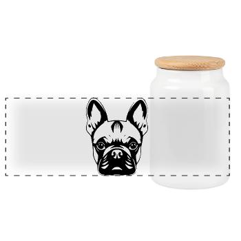 Chemise bouledogue français tête de chien bouledogues - Boîte à biscuits avec couvercle en bois - blanc - Devant