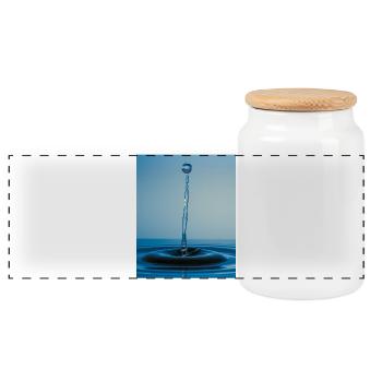 Blue Water Abstract - Panoramic Cookie Jar with Wooden Lid - white - Front