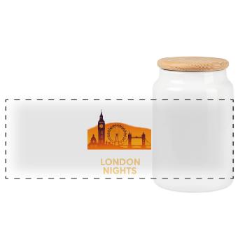 Silhouette de la silhouette de la silhouette de la silhouette de la nuit de Londres - Boîte à biscuits avec couvercle en bois - blanc - Devant