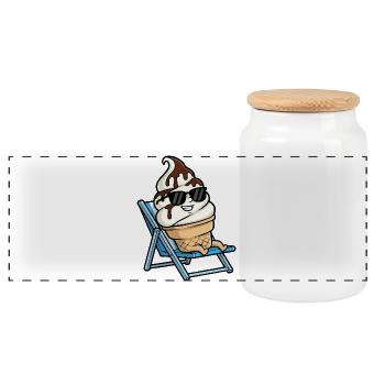 Glace rafraîchissante sur une chaise longue - Boîte à biscuits avec couvercle en bois - blanc - Devant