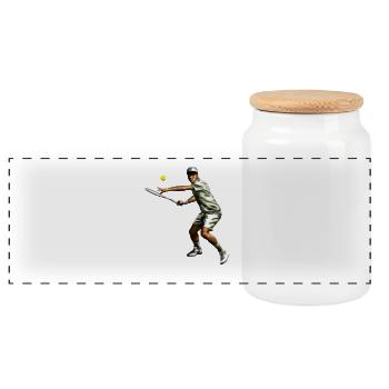Tennis - Panoramic Cookie Jar with Wooden Lid - white - Front