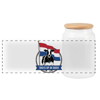 Fier de la vache fermière - Boîte à biscuits avec couvercle en bois - blanc - Devant