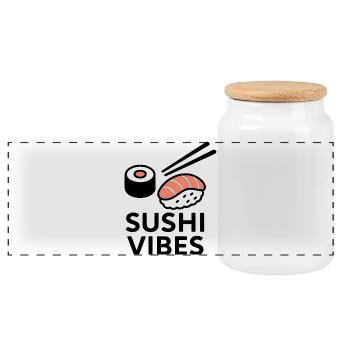 Ambiance sushi - Boîte à biscuits avec couvercle en bois - blanc - Devant