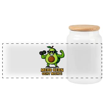 Avocat centrale forte légumes illustration - Boîte à biscuits avec couvercle en bois - blanc - Devant