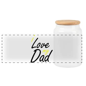 i love my dad hand lettering - Panoramic Cookie Jar with Wooden Lid - white - Front