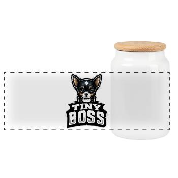 Petit chien, grande personnalité - Boîte à biscuits avec couvercle en bois - blanc - Devant