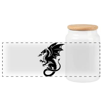 Puissant dragon | Tatouage Tribal Noir - Boîte à biscuits avec couvercle en bois - blanc - Devant