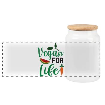 Vegan fürs Leben - Panorama Keksdose mit Holzdeckel - Weiß - Vorne