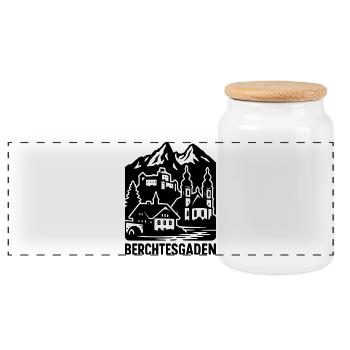 Berchtesgaden Silhouette Landmark - Panoramic Cookie Jar with Wooden Lid - white - Front