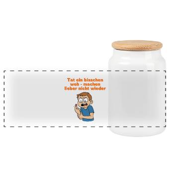 Wütendes Kind Spruch Cartoon - Panorama Keksdose mit Holzdeckel - Weiß - Vorne