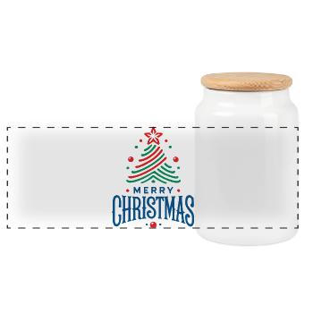 Joyeux Noël 1 - Boîte à biscuits avec couvercle en bois - blanc - Devant