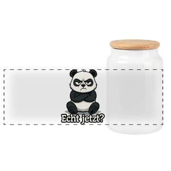Panda Really? - Panoramic Cookie Jar with Wooden Lid - white - Front