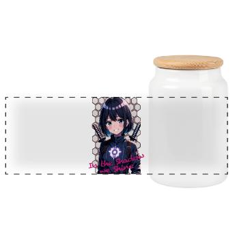 Shadowlight Fighter - Panoramic Cookie Jar with Wooden Lid - white - Front