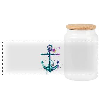 ancre navire voilier art marin matelot - Boîte à biscuits avec couvercle en bois - blanc - Devant