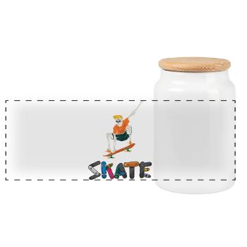Skull Skater Vintage Farben Retro Graphic  - Panorama Keksdose mit Holzdeckel - Weiß - Vorne
